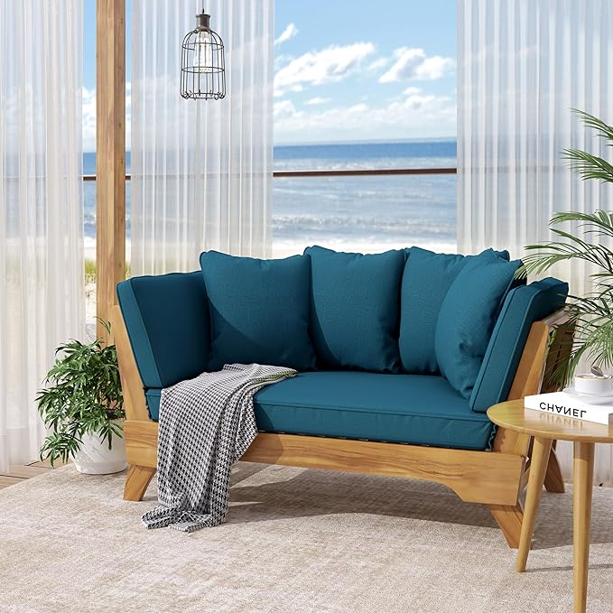 Merax Outdoor Patio Convertible Sofa Couch, Luxury Green Sectional Daybed - Image 4