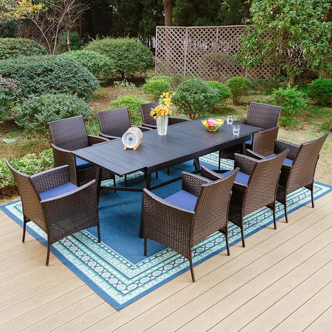 PHI VILLA 9 Piece Large Outdoor Dining Table Set - Image 8