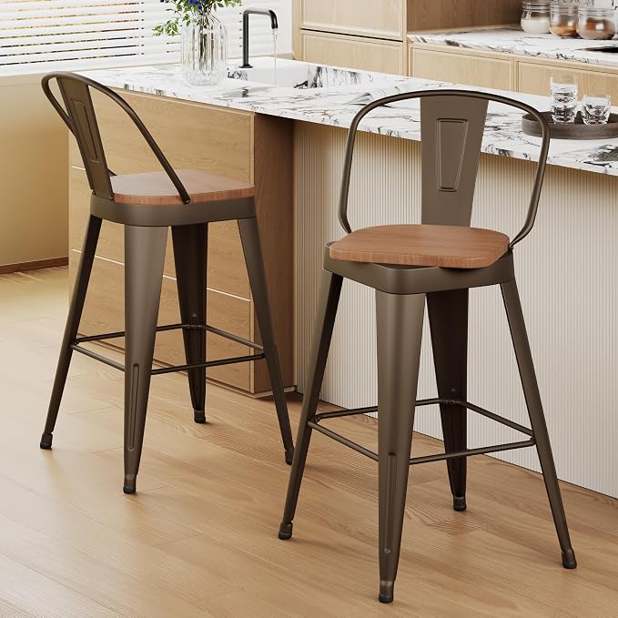 Aklaus Swivel Metal Bar Stools Swivel Modern Farmhouse Bar Chairs by AKLAUSHomeFurniture