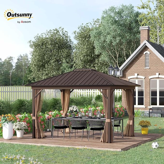 Outsunny 10' x 12' Hardtop Gazebo Canopy - Image 2