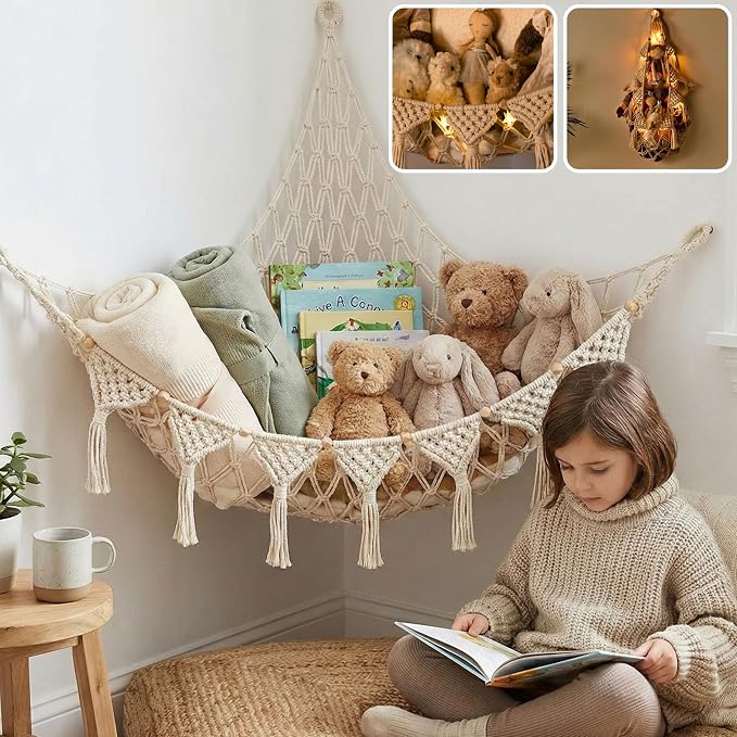 Stuffed Animal Hammock Corner | Sturdy Handcrafted Stuffed Animal Net | 4mm by TIDYTEDS
