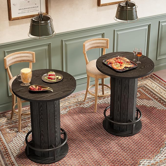 Tribesigns Round Dining Table Set of 2, Bar Height Commercial Kitchen Table - Image 7