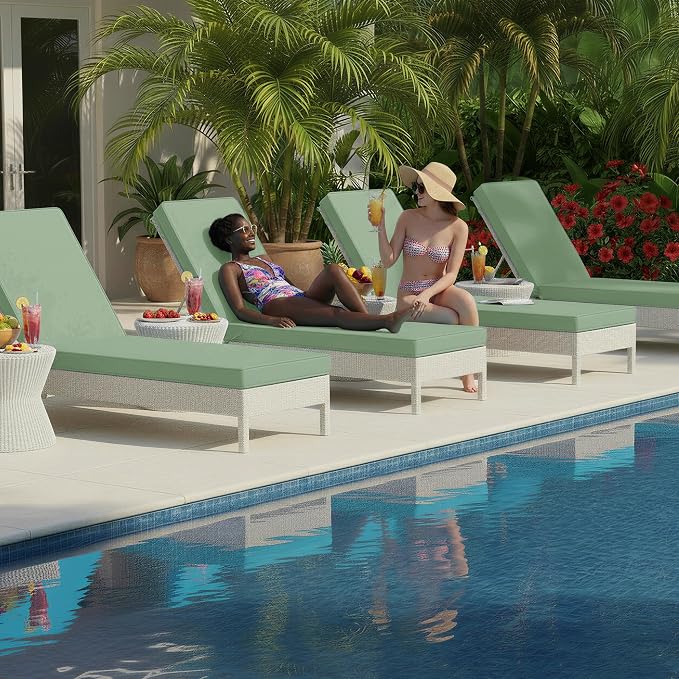 Chaise Lounge Cushions Outdoor Set of 4 - Image 2
