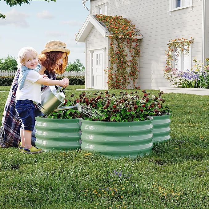 GarveeLife 2-Pack Galvanized Raised Garden Bed – Rust-Resistant Petal-Shaped - Image 2