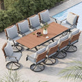 Grand patio 11-Piece Outdoor Dining Set, 10 Leather-Look Wicker Swivel Patio by GrandPatio