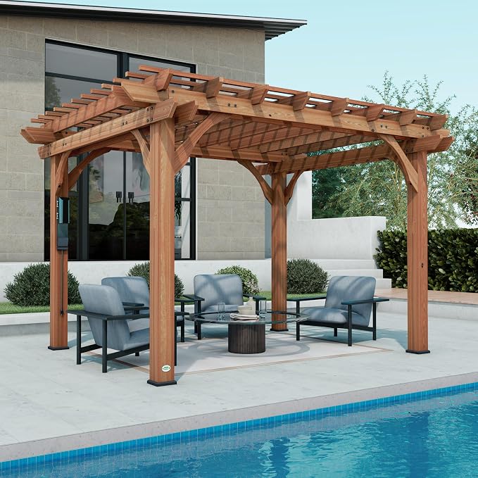Backyard Discovery Beaumont 12' x 10' Traditional Cedar Wood Pergola Kit - Image 2