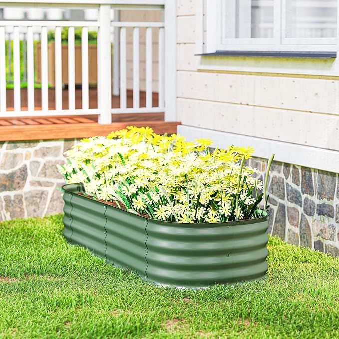 Outsunny 5' x 2' x 1' Galvanized Raised Garden Bed Kit, Outdoor Metal Elevated - Image 9