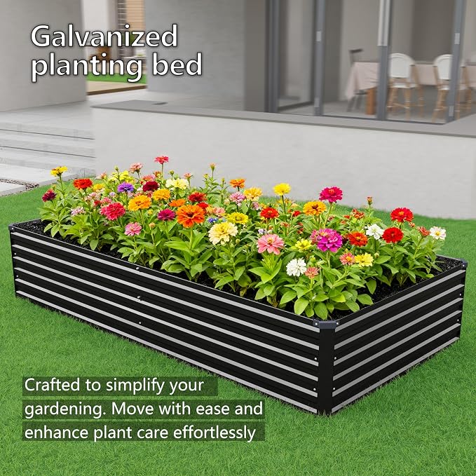 8x4x1.5FT Galvanized Raised Garden Bed, Vegetable Boxes-Rectangle Metal Flower - Image 7