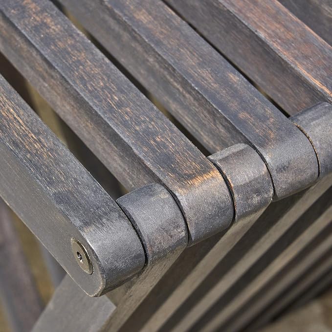 Christopher Knight Home Esme Outdoor Acacia Wood Bench, Dark Gray Finish - Image 7