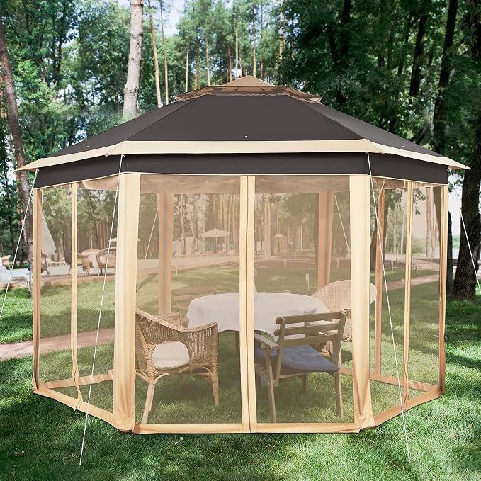 Yaheetech 13x13 Pop up Gazebo, Hexagonal Outdoor Canopy Shelter, Instant Patio - Image 8