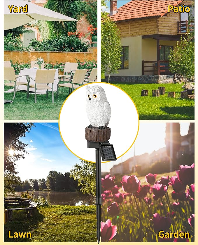 iStatue 4PC Solar Owl Garden Stake Lights Gifts - Image 8