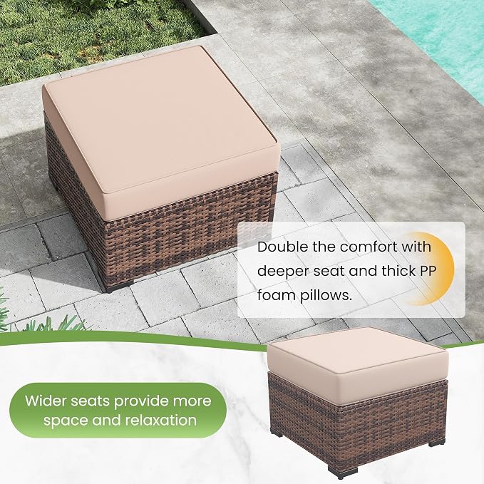 Amopatio 2 Pieces Outdoor Ottoman - Image 3