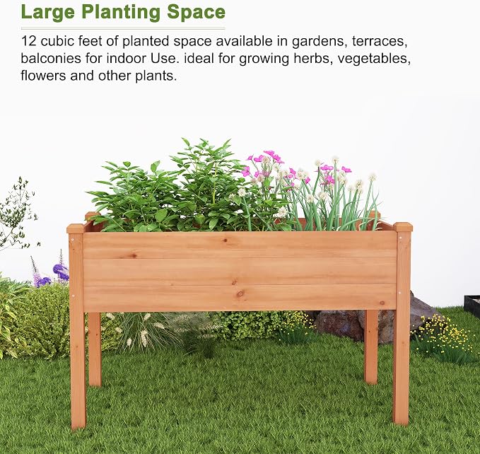 BIRASIL Outdoor Raised Garden Bed, Wood Planter Box - Image 3