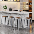 Alunaune 26" Metal Counter Height Bar Stools Set of 4 Industrial Backless by HomeFurniture