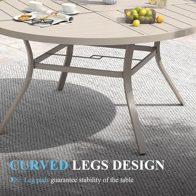 VICLLAX Patio Table and Chair Set of 8, All Weather Metal Round Outdoor Dining - Image 6