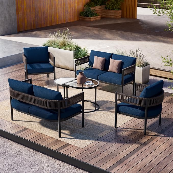 Grand patio 6-Piece Outdoor Furniture Set, 6 Seats Wicker Sofa Conversation Set - Image 9