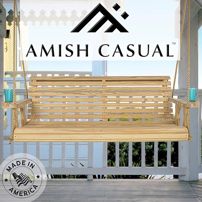 Amish Casual Heavy Duty 800 Lb Roll Back Treated Porch Swing - Image 2