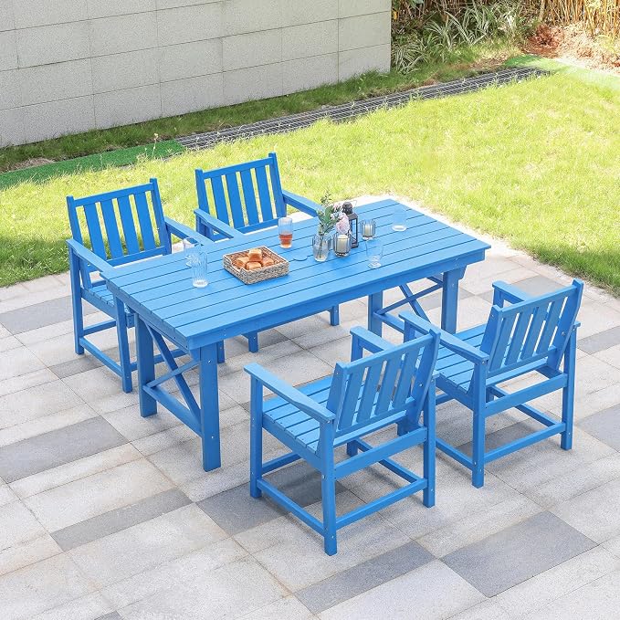 HDPE Patio Dining Set, 5-Piece Outdoor Table and Chairs by SeeHill