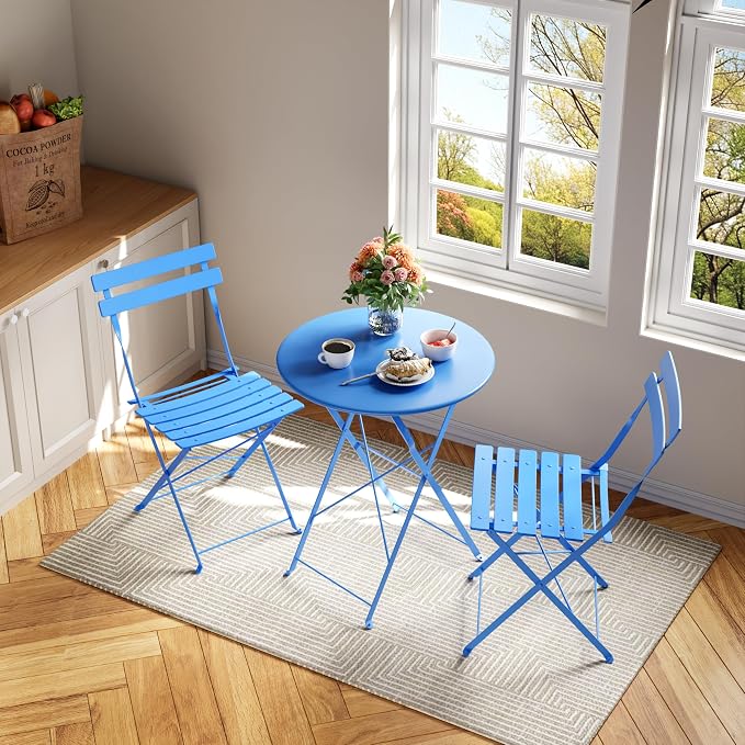 GarveeLife 3-Piece Folding Bistro Set, Foldable Patio Furniture Set - Image 7