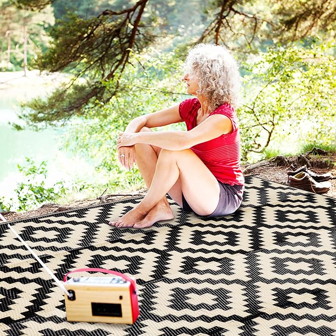 SAND MINE Waterproof Outdoor Rug 9x12 ft, Plastic Reversible Rug, Modern Area - Image 7