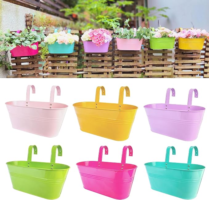 LaLaGreen Rail Planter Outdoor Plants Colorful Metal Iron Strawberry Hanging by L%C3%A1L%C3%A1Green