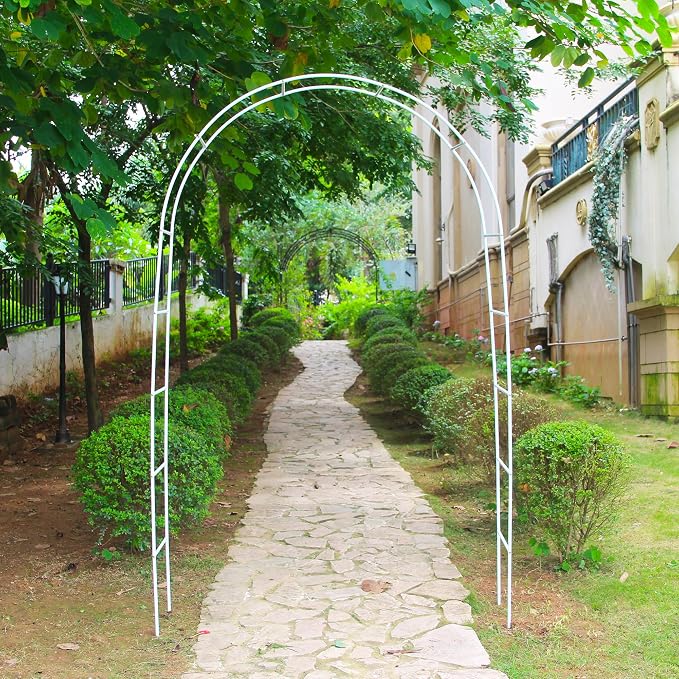 7.9 Ft H x 4.6 Ft W White Metal Pergola Arbor - Image 2