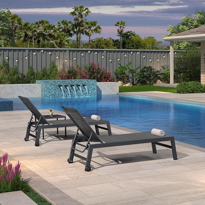 PURPLE LEAF Outdoor Chaise Lounge Set of 2 Aluminum Patio Lounge Chair - Image 9