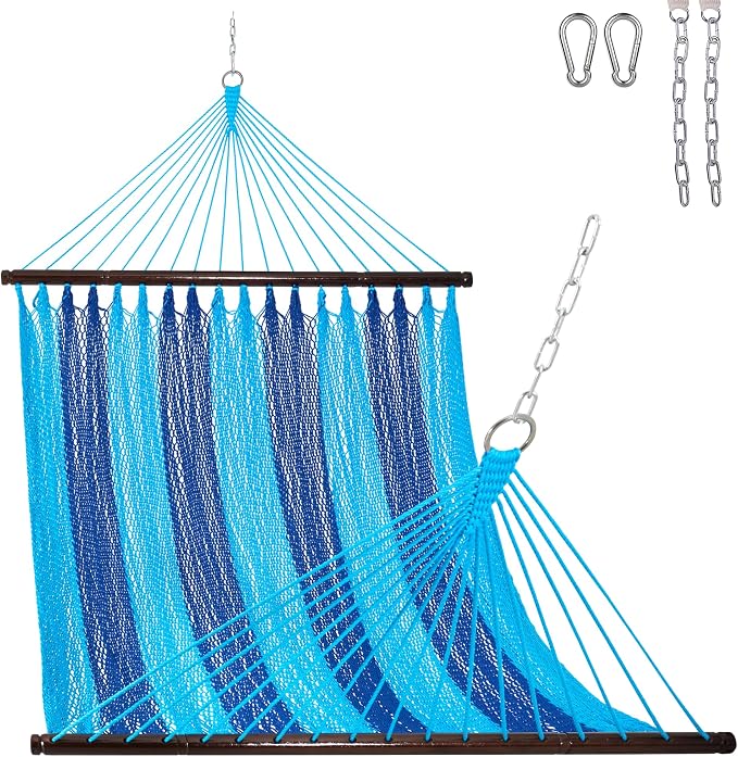 Lazy Daze Hammocks 10.5 FT Double 2 Person Caribbean Rope Hammock, Hand Woven by LazyDazeHammocks