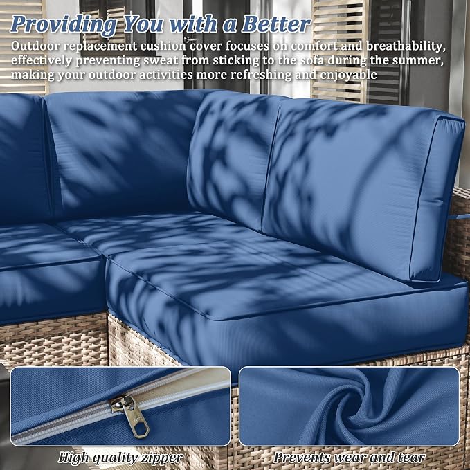 14 Pcs Outdoor Cushion Slipcovers Patio Cushion Covers Replacement Waterproof - Image 3