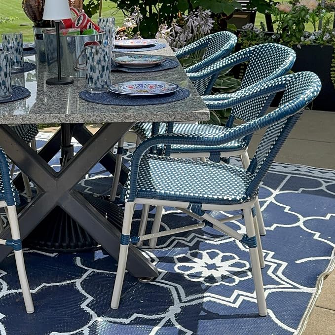 PURPLE LEAF Outdoor Dining Chair Set of 4 Hand-Woven Aluminum Rattan Chair - Image 3