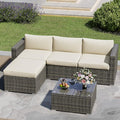 5 Piece Outdoor Patio Sectional Furniture Set, Weather Resistant Rattan Outside by MayinColor