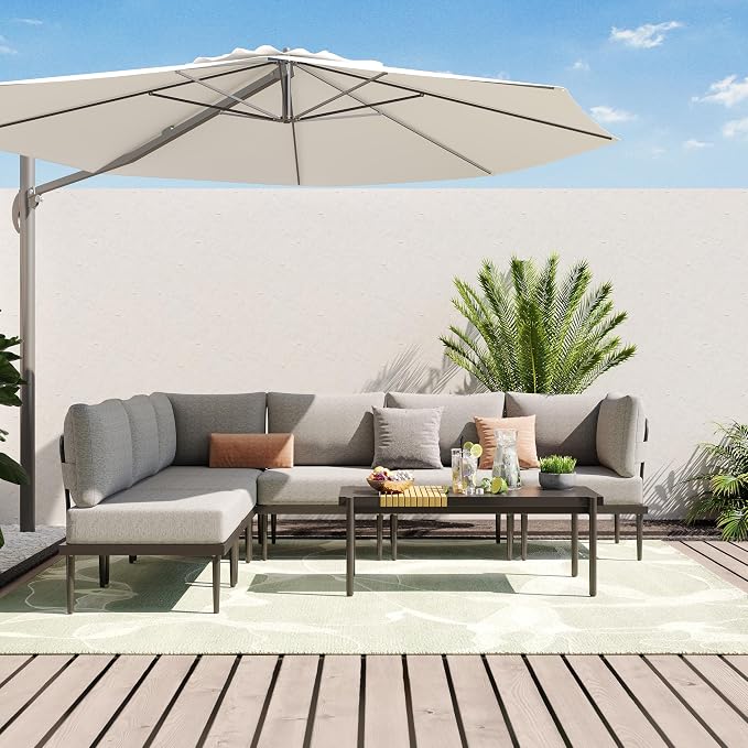 Sundale Outdoor 7 Pieces Metal Patio Furniture Set, Outdoor Sectional Sofa - Image 9
