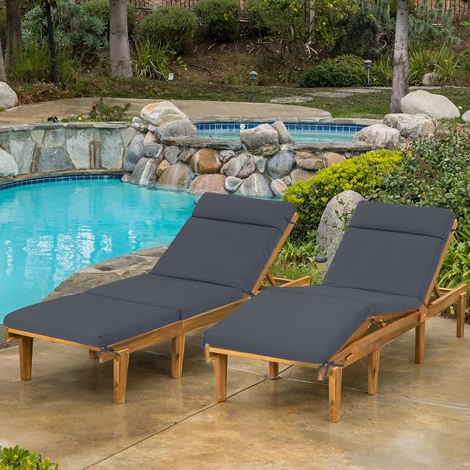 Chaise Lounge Cushion 80x26x3 Inch – Set of 2 Outdoor Lounge Chair Cushions - Image 2