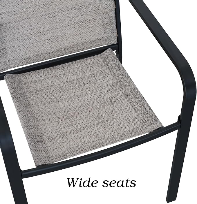 5-Piece Outdoor Dining Set, 4 Stackable Sling Chairs - Image 5