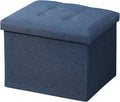 AmasSmile Storage Ottoman Folding Foot Rest Stool, 17 inch Linen Footstool Bench by AmasSmile