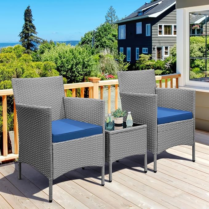 Yaheetech 3 Pieces Patio Porch Furniture Set, Outdoor PE Rattan Wicker - Image 2