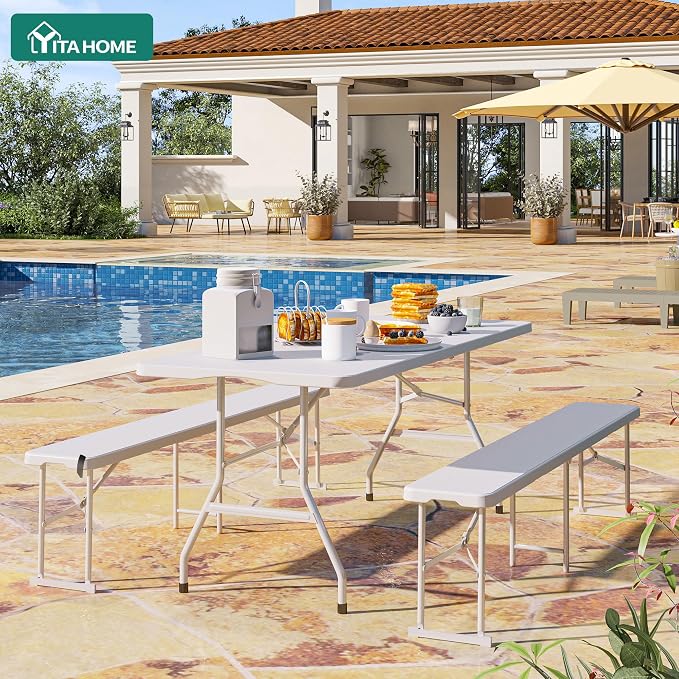 YITAHOME 6FT Folding Bench 2 Pack, HDPE Portable Bench - Image 6