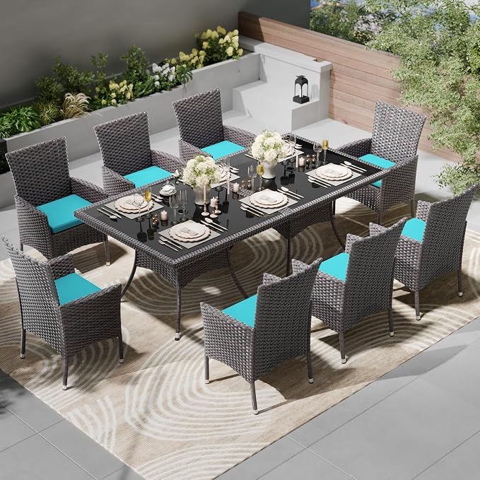 Kullavik 10-Piece Outdoor Dining Set Patio Rattan Furniture Set, Patio Dining - Image 8