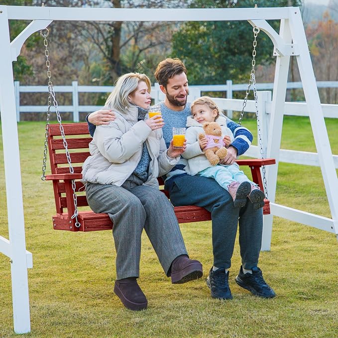 KINGYES Outdoor Hanging Patio Swing Set of 2, 2 Seat Swing Chair - Image 7