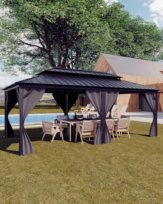 GarveeLife Hardtop Gazebo 12 ft x20 ft by GarveeLife
