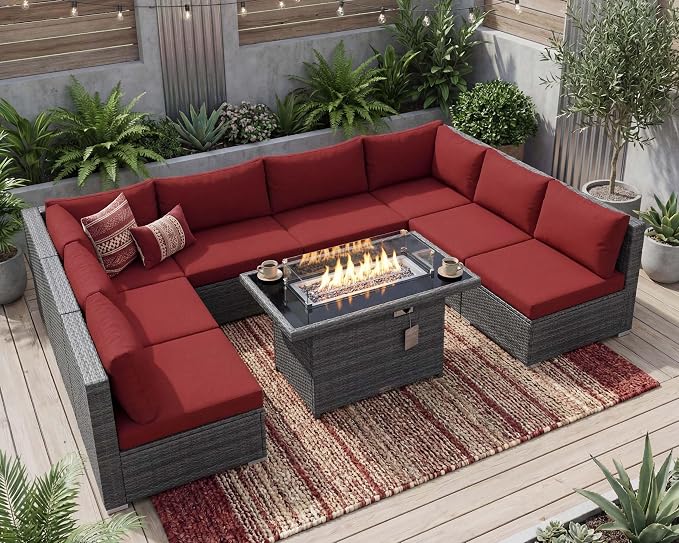 NICESOUL 9 Piece Plus Size Outdoor Patio Conversation Set - Image 2