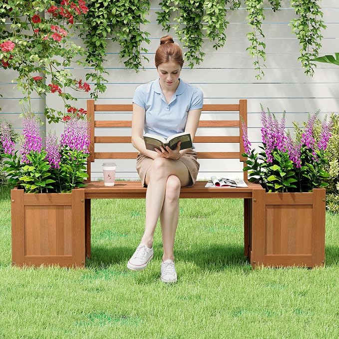 Giantex 2-in-1 Outdoor Bench - Image 2