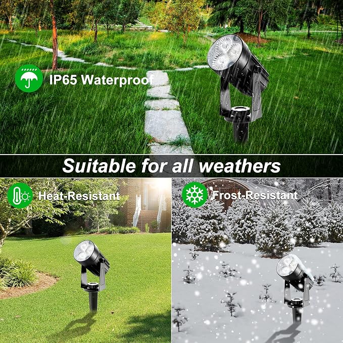 Solar Spot Lights Outdoor, 3-in-1 Garden Spotlights IP65 Waterproof 9.8ft Cable - Image 6
