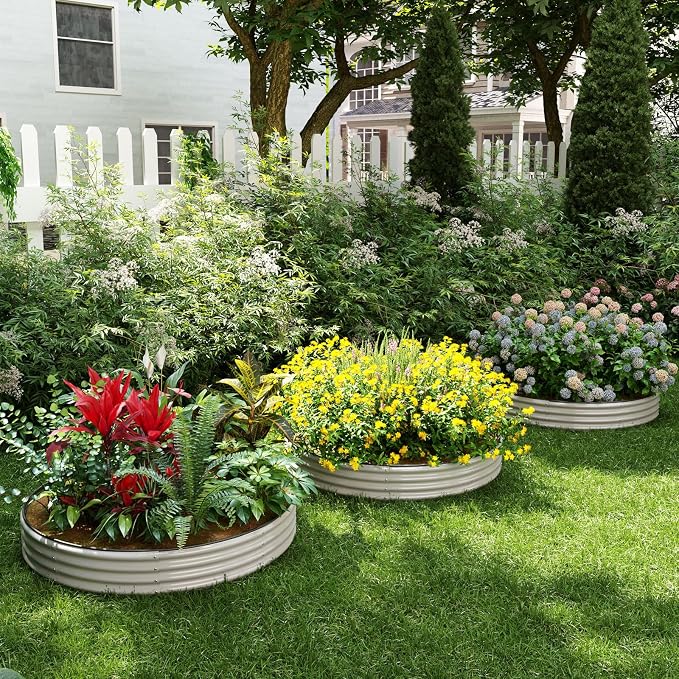 Galvanized Planter Outdoor Galvanized Metal Planter Round Raised Garden Bed Kit - Image 5