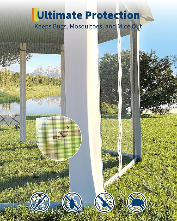13'x13' Pop-Up Gazebo, Outdoor Hexagonal Patio Gazebo - Image 7