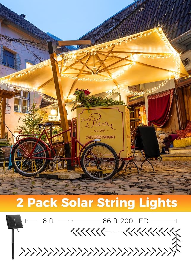 Solar String Lights Outdoor Waterproof, 2 Pack Total 144FT 400 LED Solar - Image 2
