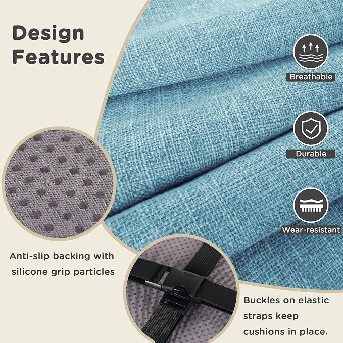 AddGrace Anti-Slip Bar Stool Cushions Square Bar Stool Seat Cushions - Image 3