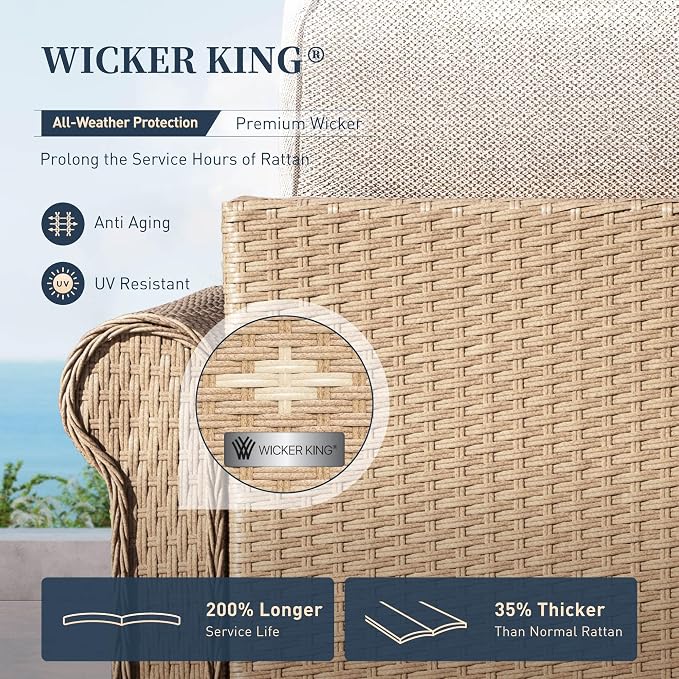 Patio Furniture Set 8 Piece, Wicker Rattan Sectional Sofa Couch - Image 3