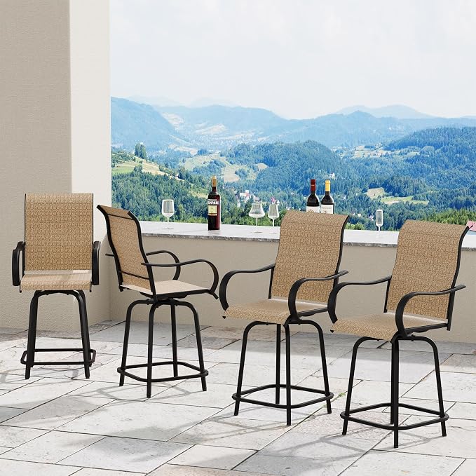 Patio Swivel Bar Stools Set of 4 - Image 2