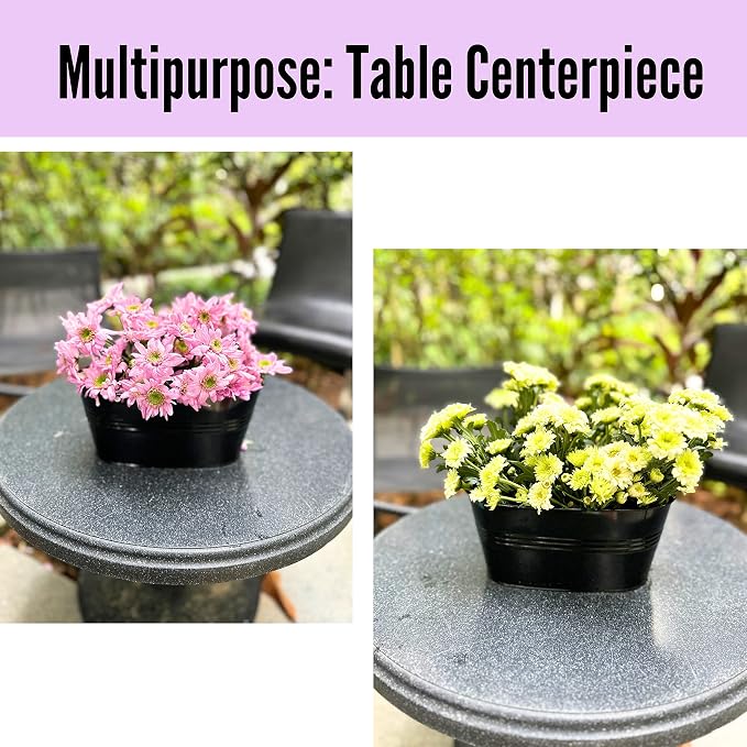 LaLaGreen Rail Planter Outdoor Plants Black Metal Iron Hanging Flower Pots Deck - Image 9